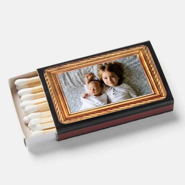 Your Image Here in Gold Frame  Matchboxes (Front Open)