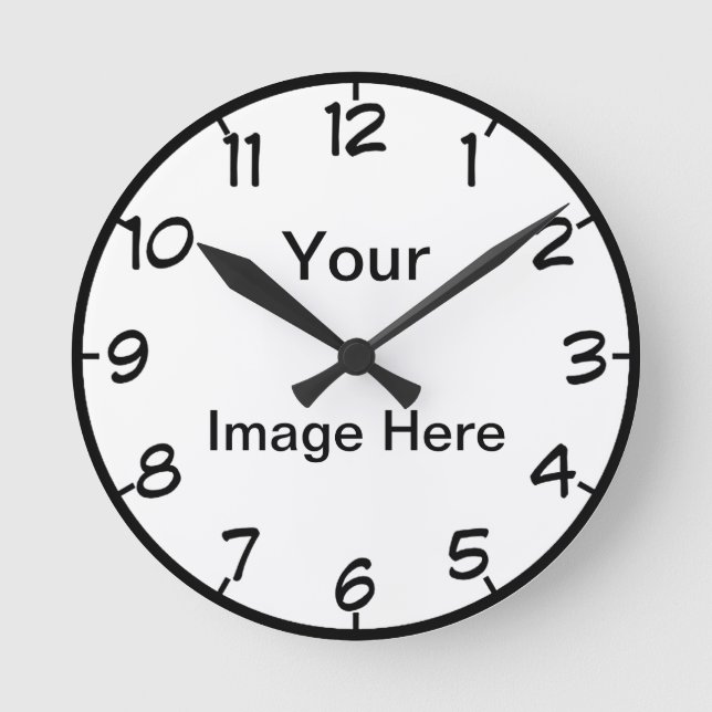 Your Image Here With Numbers Round Clock (Front)