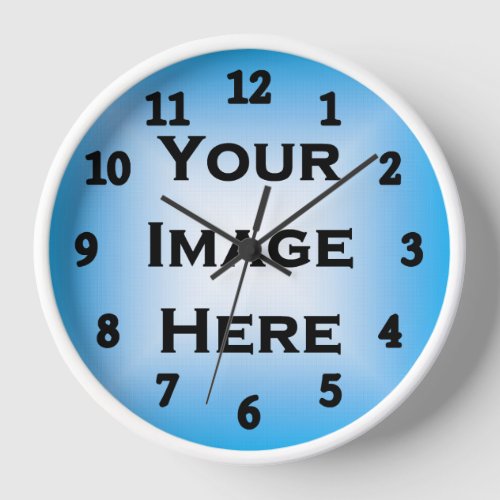 Your Image Large Black Numbers Template Wall Clock