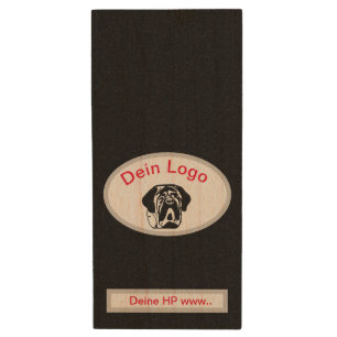 Your Image Mastiff Bulldog Logo Wood USB Stick Flash Drive