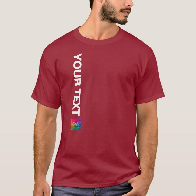 Your Image Photo Or Logo Maroon Red Template Mens T-Shirt (Front)
