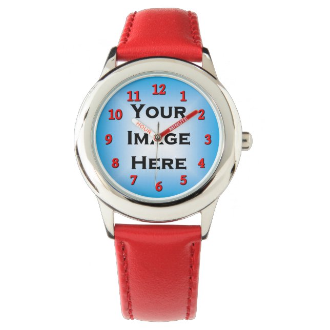 Your Image Red Numbers Template Watch (Front)