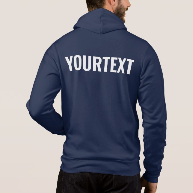 Your Image Text Mens Modern Back Side Printed Hoodie (Back)
