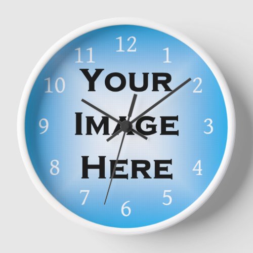 Your Image Thin White Numbers Template Wall Clock