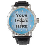 Your Image White Numbers Black Edged Template Watch at Zazzle