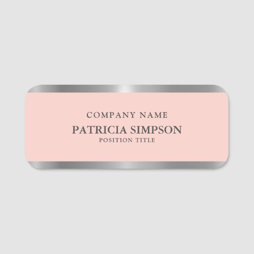 Your Individual Style Light Pink  Metallic Silver Name Tag