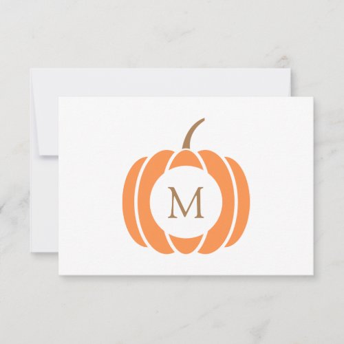 YOUR INITIAL  Autumn Pumpkin Thank You Card