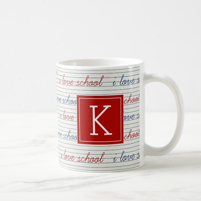 Your Initial | I Love School Coffee Mug (Right)