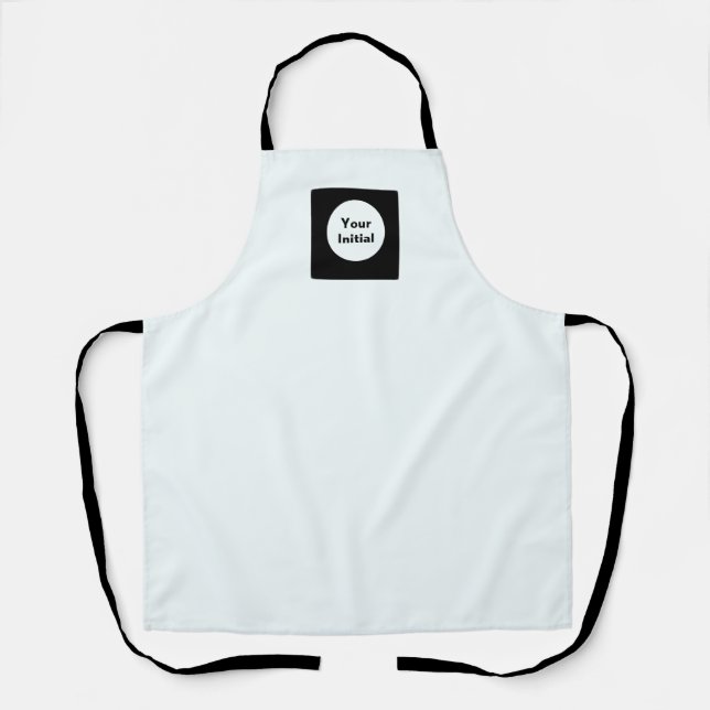 Your Initial Monogram Black Straps White  Apron (Front)