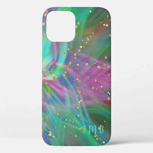 Your Initials Abstract Colors Glitter   Case-Mate  iPhone Case (Back)