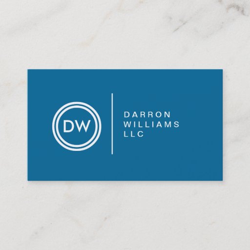 Customizable YOUR INITIALS LOGO on BLUE No. 2 Business Card