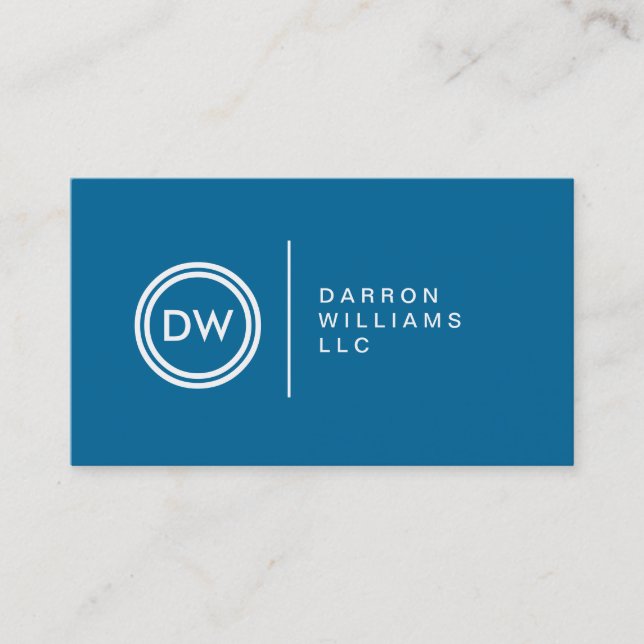 YOUR INITIALS LOGO on BLUE No. 2 Business Card (Front)