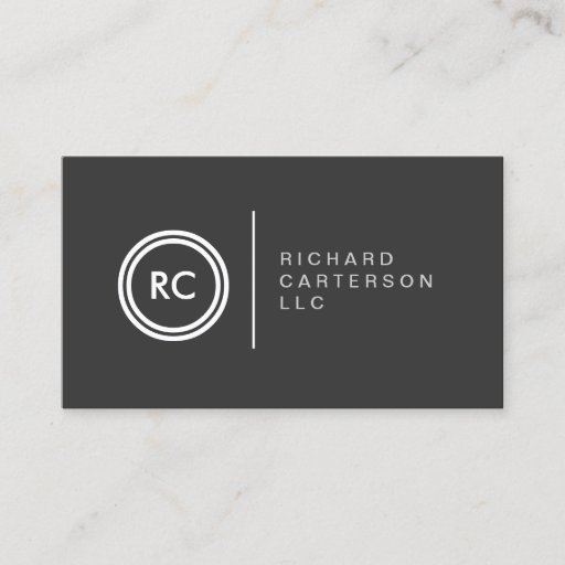 Customizable YOUR INITIALS LOGO on DK GRAY No. 2 Business Card
