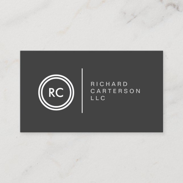 YOUR INITIALS LOGO on DK GRAY No. 2 Business Card (Front)