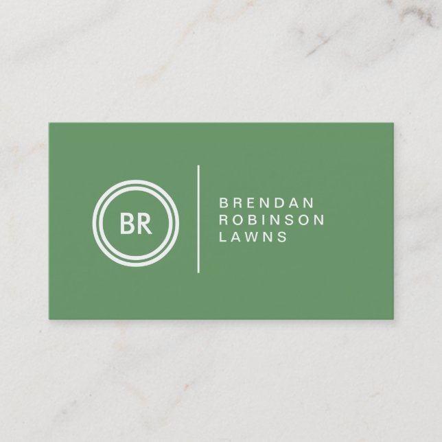YOUR INITIALS LOGO on GREEN No. 2 Business Card (Front)