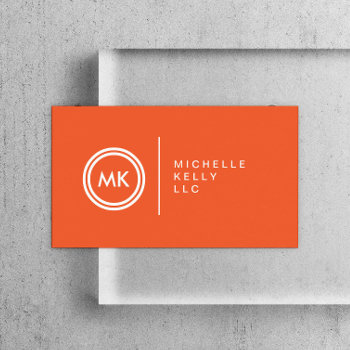 Your Initials Logo On Orange No. 2 Business Card by 1201am at Zazzle
