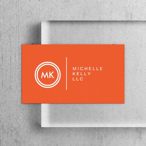 Customizable YOUR INITIALS LOGO on ORANGE No. 2 Business Card
