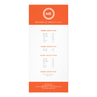 YOUR INITIALS LOGO on ORANGE No. 2 Rack Card