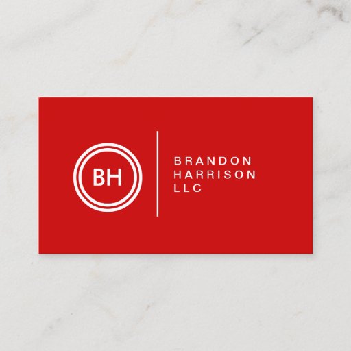 Customizable YOUR INITIALS LOGO on RED No. 2 Business Card