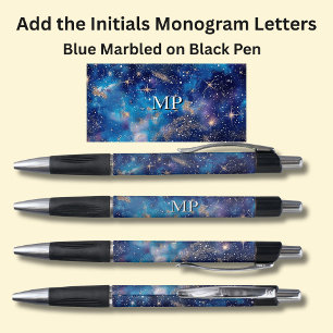 Your Initials Monogram Blue Galaxy Pen