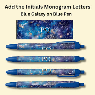 Your Initials Monogram Blue Galaxy Pen