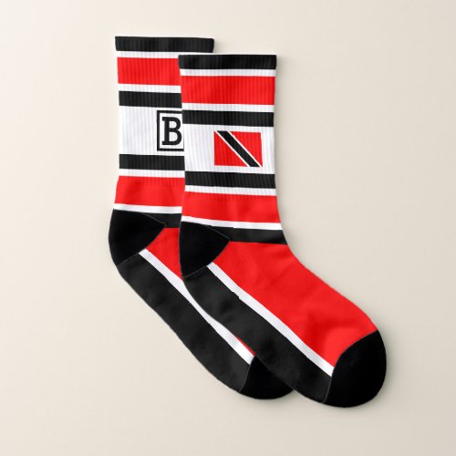 Your Initials  Monogram  Red White Black Socks