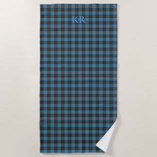 Your initials on Angus District Ancient tartan Beach Towel