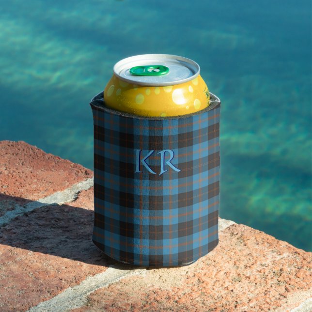 Your initials on Angus District Ancient tartan Can Cooler (In Situ Pool)