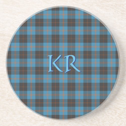 Your initials on Angus District Ancient tartan Coaster