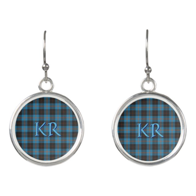 Your initials on Angus District Ancient tartan Earrings (Front)