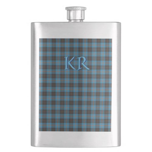 Your initials on Angus District Ancient tartan Flask