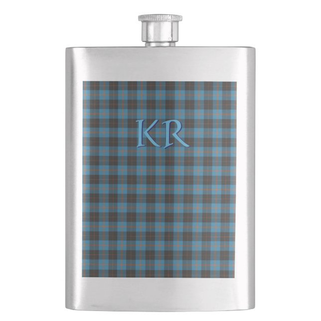 Your initials on Angus District Ancient tartan Flask (Front)