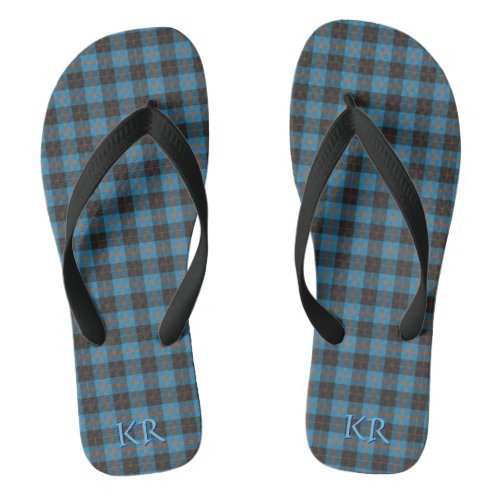 Your initials on Angus District Ancient tartan Flip Flops