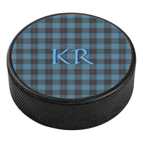 Your initials on Angus District Ancient tartan Hockey Puck