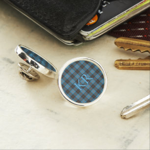 Your initials on Angus District Ancient tartan Lapel Pin