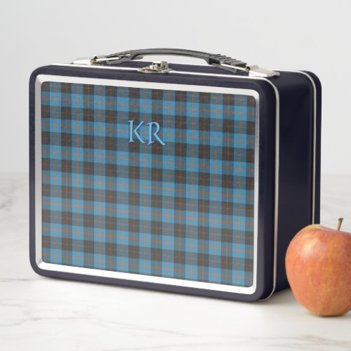 Your initials on Angus District Ancient tartan Metal Lunch Box