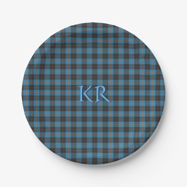 Your initials on Angus District Ancient tartan Paper Plates (Front)