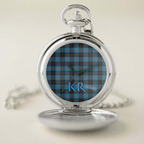 Your initials on Angus District Ancient tartan Pocket Watch