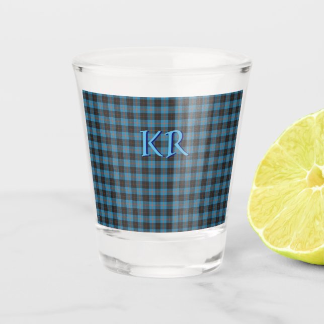 Your initials on Angus District Ancient tartan Shot Glass (Front)