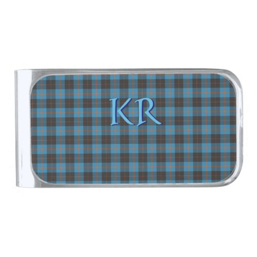 Your initials on Angus District Ancient tartan Silver Finish Money Clip