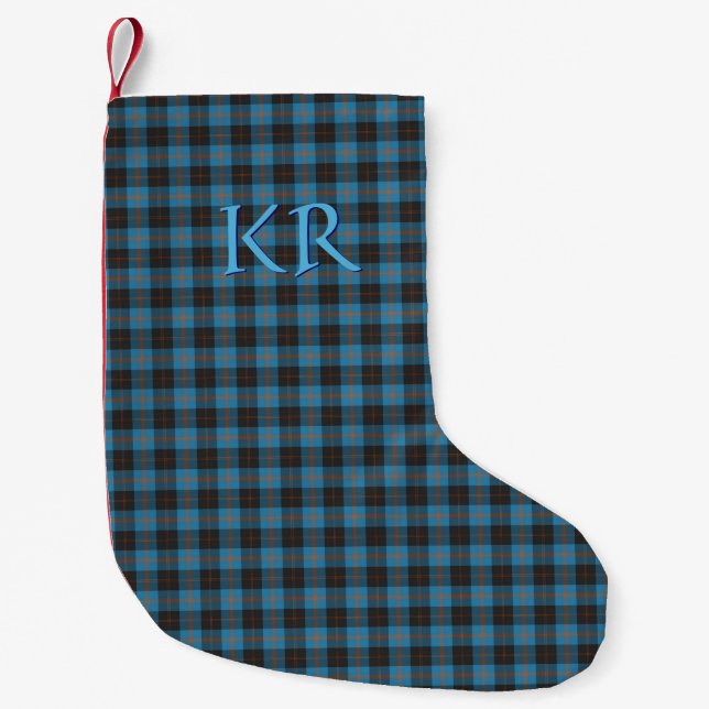 Your initials on Angus District Ancient tartan Small Christmas Stocking (Front)
