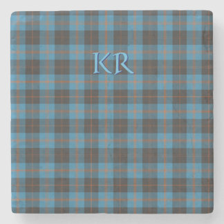 Your initials on Angus District Ancient tartan Stone Coaster