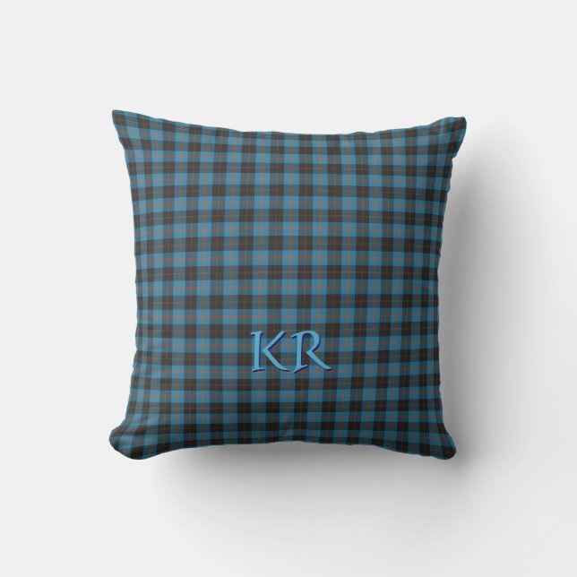 Your initials on Angus District Ancient tartan Throw Pillow (Front)