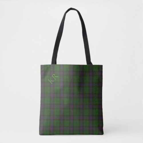 Your initials on Armstrong Clan tartan Tote Bag