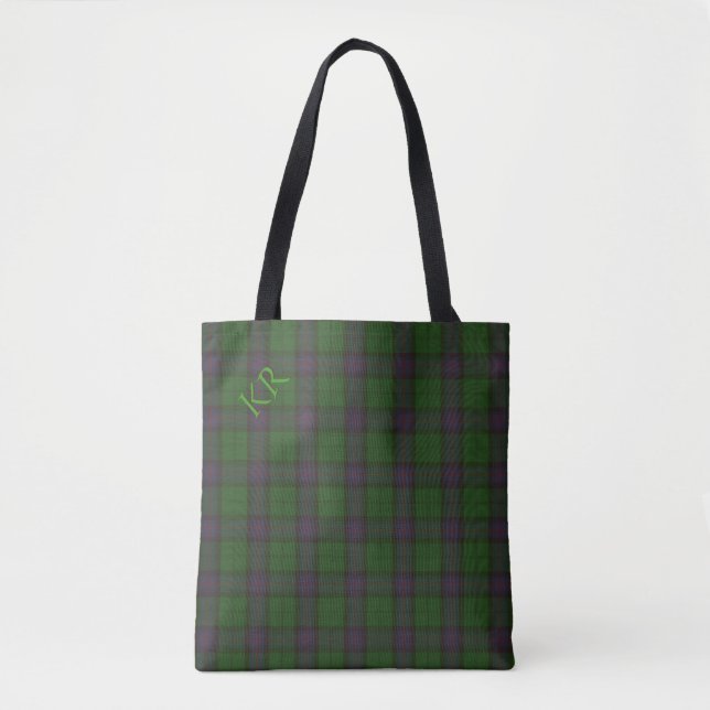 Your initials on Armstrong Clan tartan Tote Bag (Front)