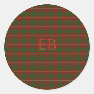 Your initials on Bruce Clan tartan Classic Round Sticker