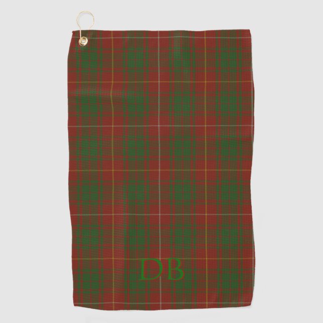 Your initials on Bruce Clan tartan Golf Towel (Front)