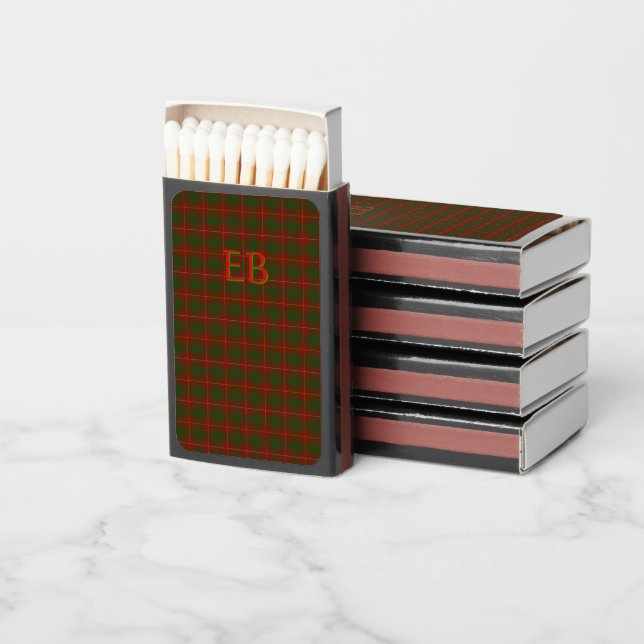 Your initials on Bruce Clan tartan Matchboxes (Stacked)