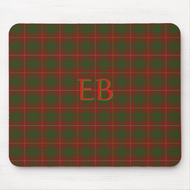 Your initials on Bruce Clan tartan Mouse Pad (Front)