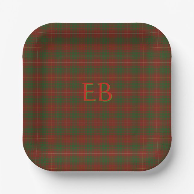 Your initials on Bruce Clan tartan Paper Plates (Front)